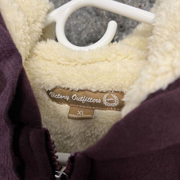 Victory Outfitters Sweater Jacket Men XL Maroon Full Zip Hooded Black Currant - Picture 5 of 10